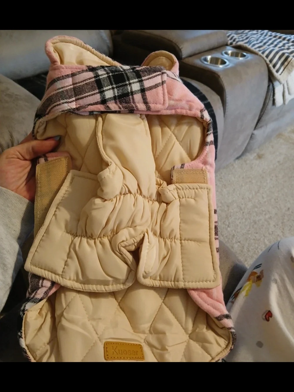 Pink Plaid Quilted Pet Coat